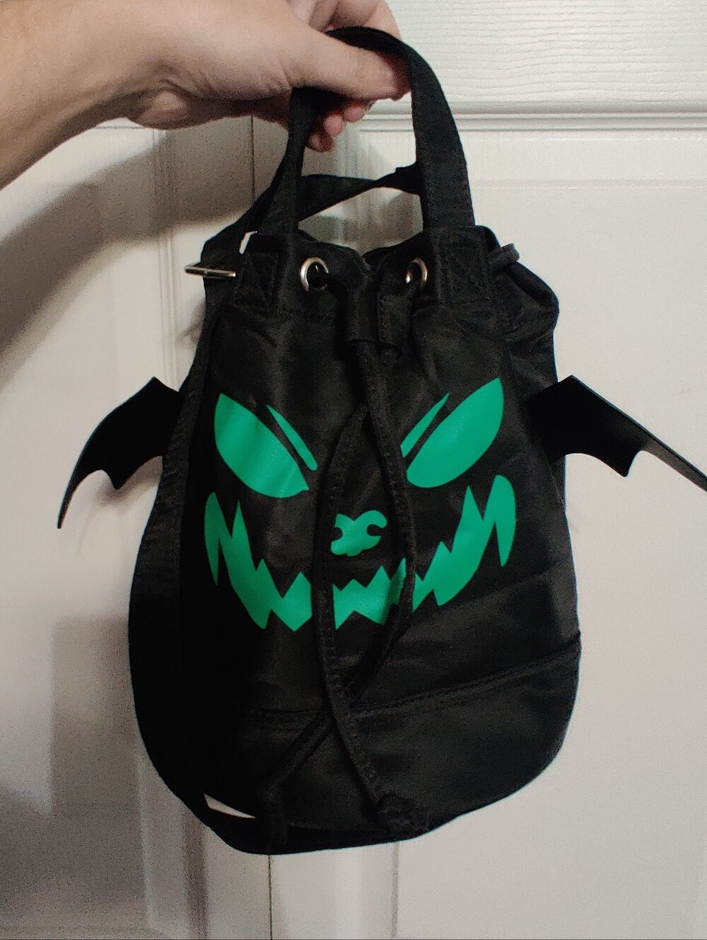 Halloween Black Bat Bucket Bag Tote Shoulder Bag Gothic Trick Or Treat Wings